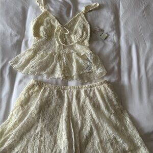 Hollister matching set - Elegant Cream Lace skirt Set